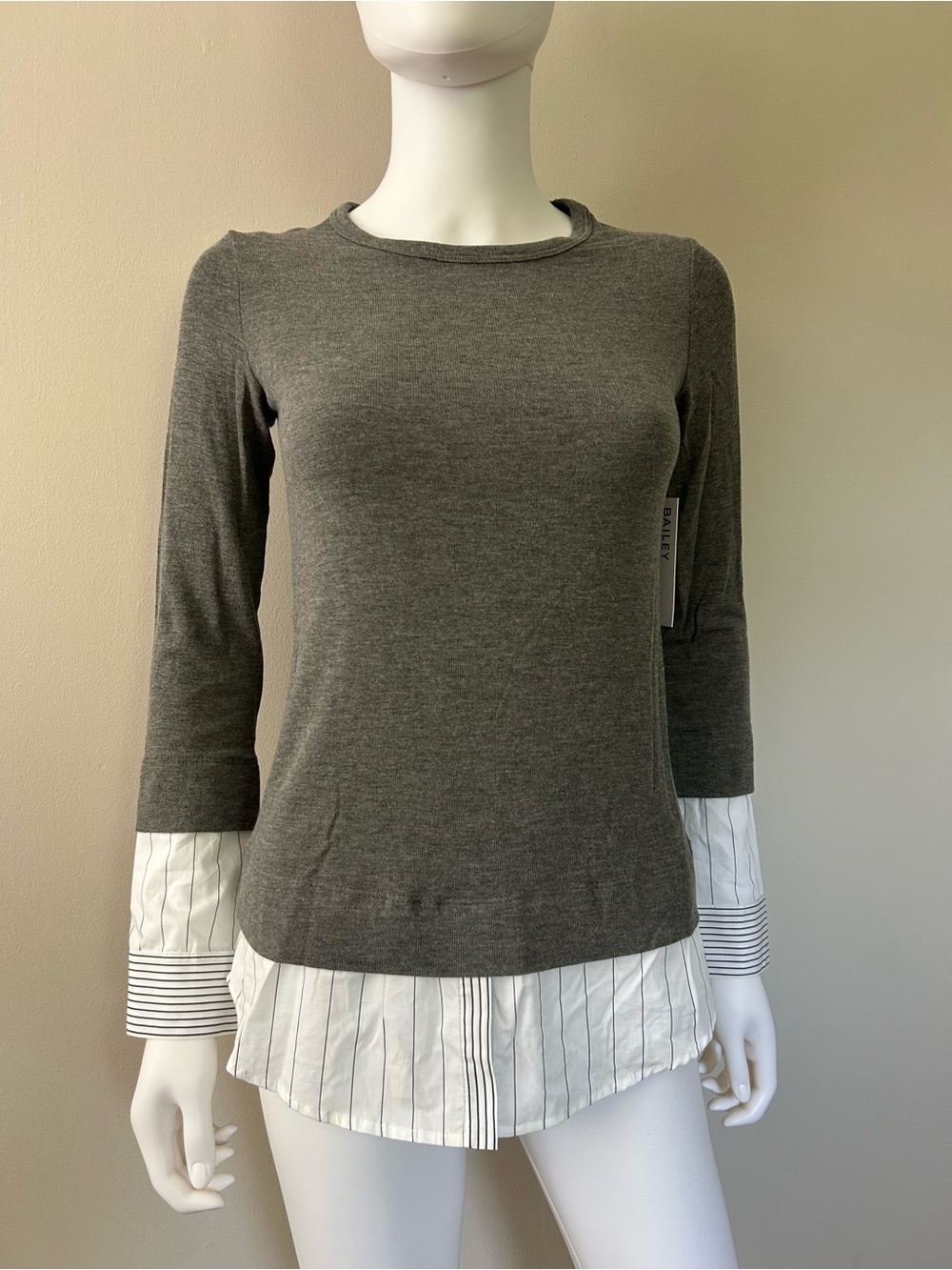 Bailey 44 Elizabeth III Gray Layered Shirt Top Wool Blend NWT S $178